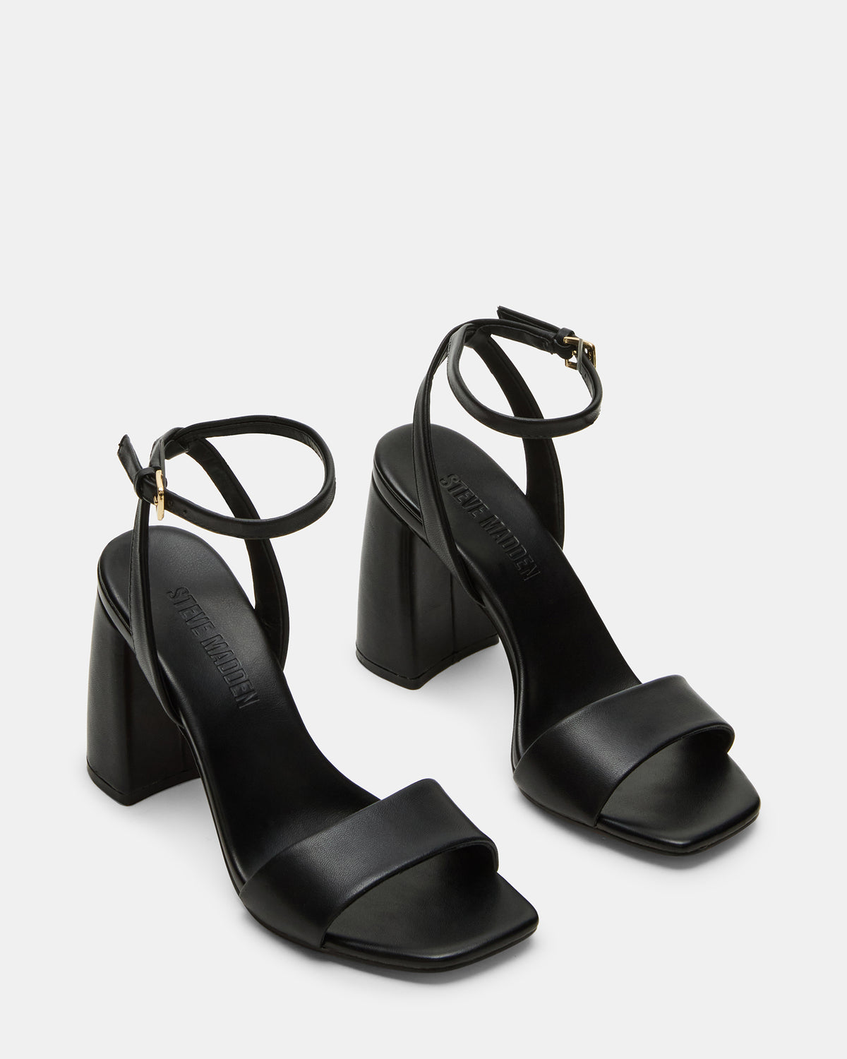 MESSA Black Leather Women's Square-Toe Block Heel - Steve Madden