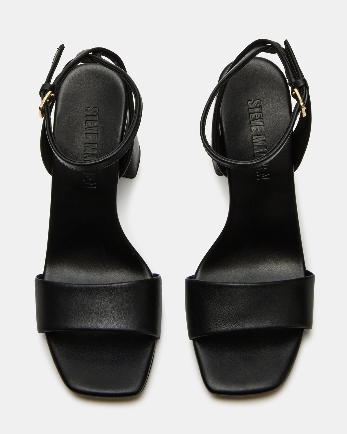 MESSA Black Leather Women's Square-Toe Block Heel - Steve Madden