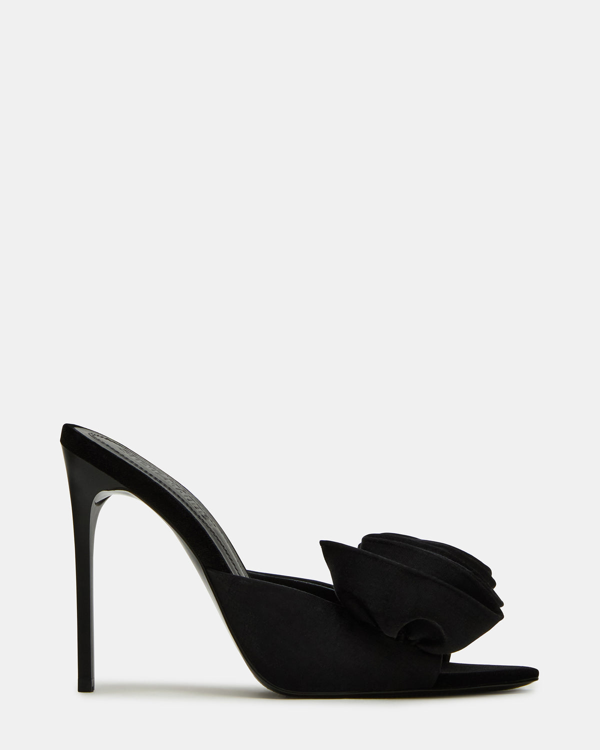 AFFINITY Black Satin Pointed-Toe Stiletto Mule Women's Heel - Steve Madden