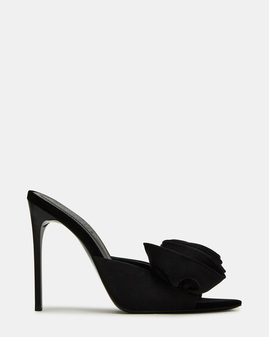 AFFINITY Black Satin Pointed-Toe Stiletto Mule Women's Heel - Steve Madden