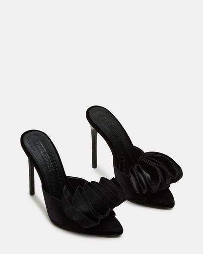 AFFINITY Black Satin Pointed-Toe Stiletto Mule Women's Heel - Steve Madden