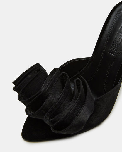AFFINITY Black Satin Pointed-Toe Stiletto Mule Women's Heel - Steve Madden