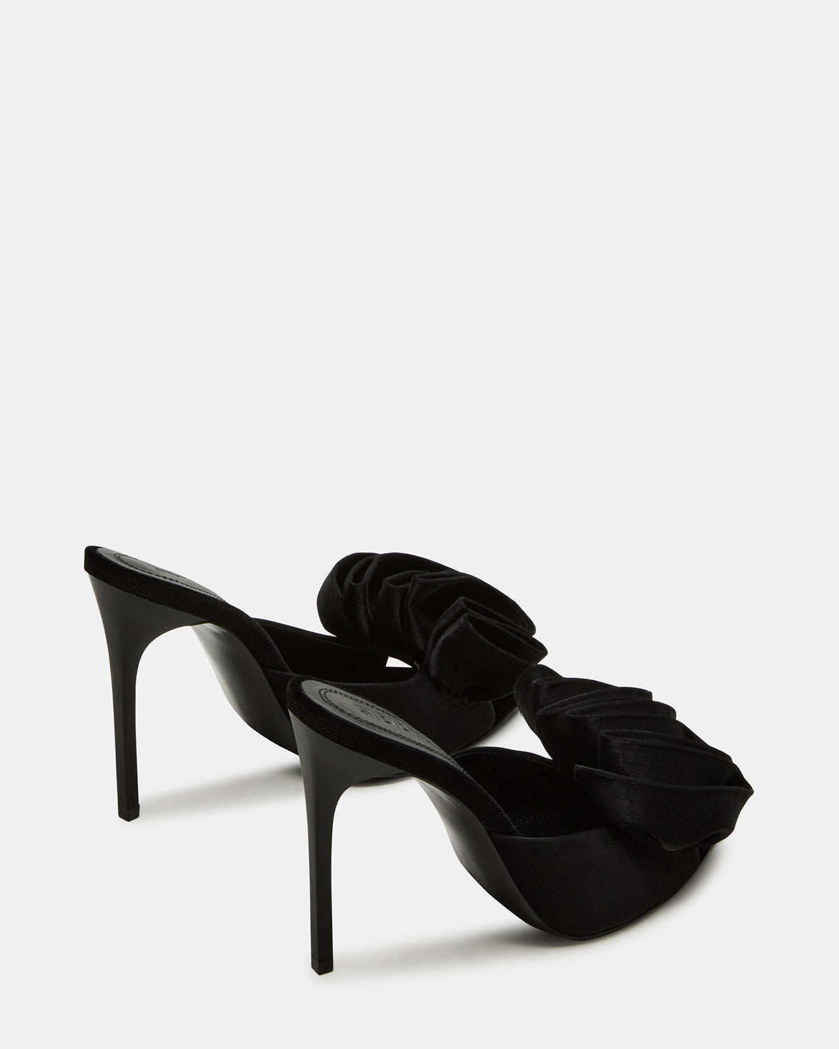 AFFINITY Black Satin Pointed-Toe Stiletto Mule Women's Heel - Steve Madden