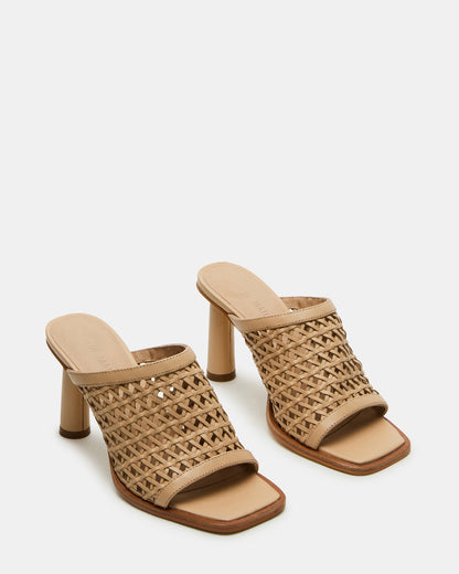 FRESCA Natural Woven Square-Toe Mule Women's Heel - Steve Madden