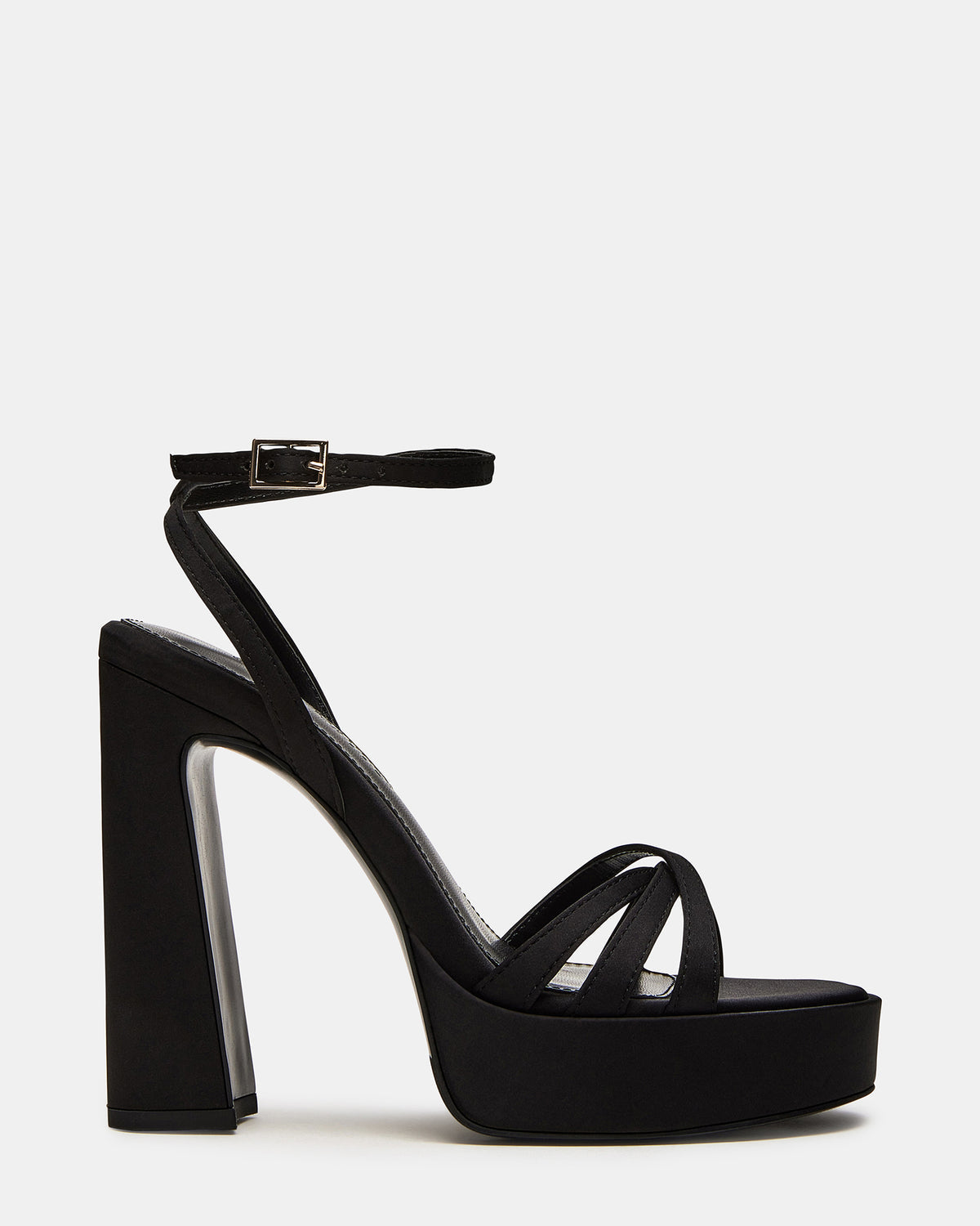 FLEET Black Strappy Platform Block Heel | Women's Heels - Steve Madden