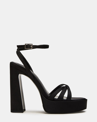 FLEET Black Strappy Platform Block Heel | Women's Heels - Steve Madden