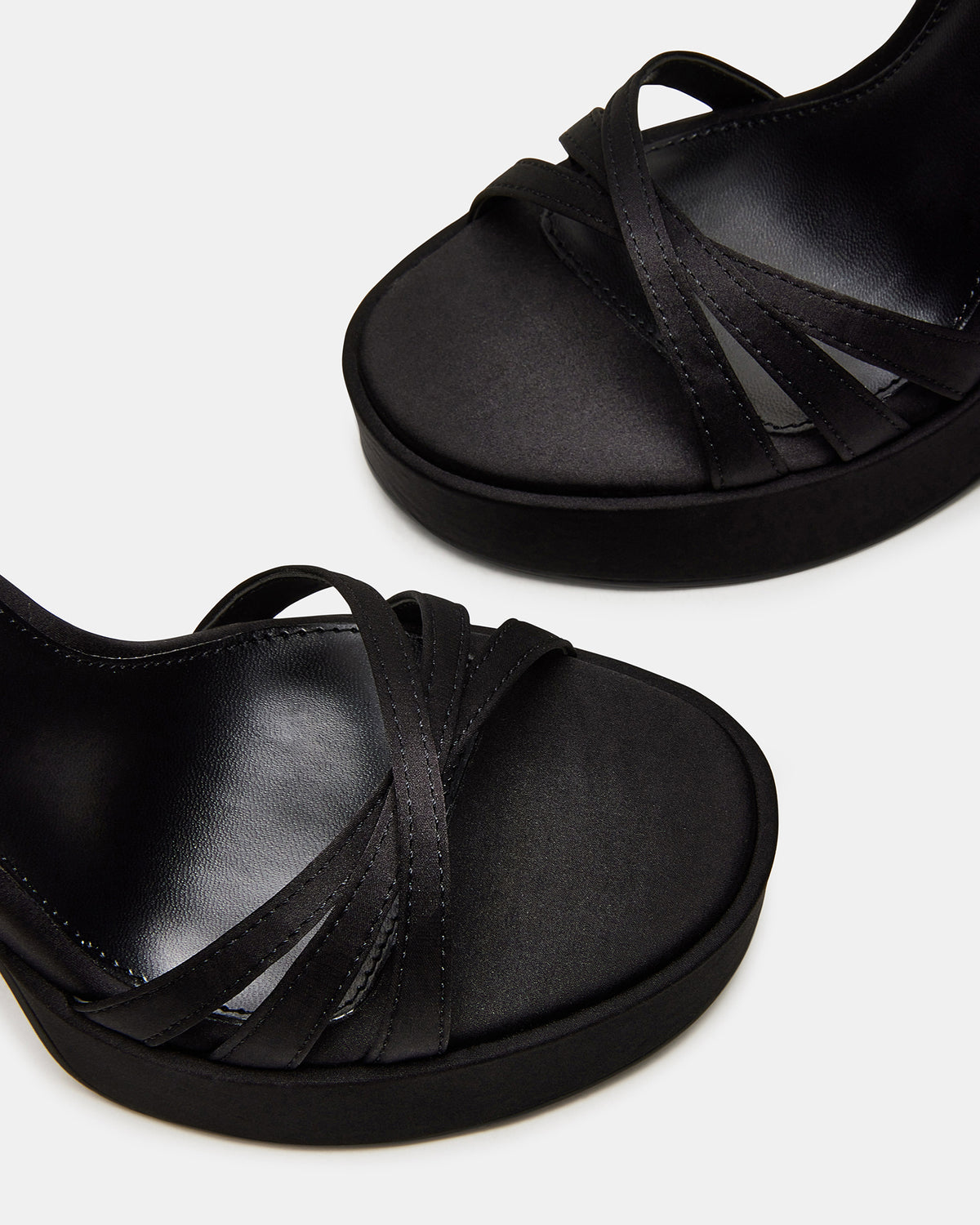 FLEET Black Strappy Platform Block Heel | Women's Heels - Steve Madden