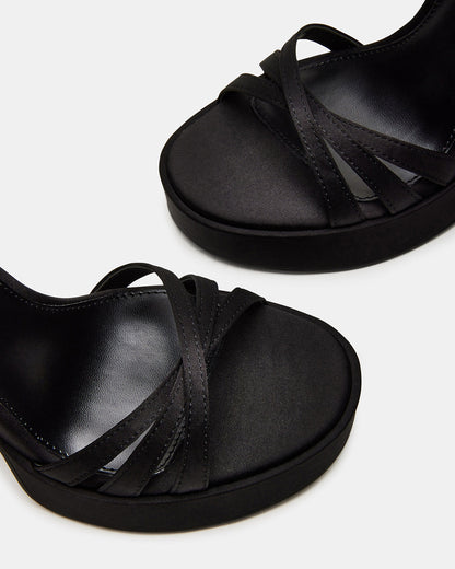 FLEET Black Strappy Platform Block Heel | Women's Heels - Steve Madden