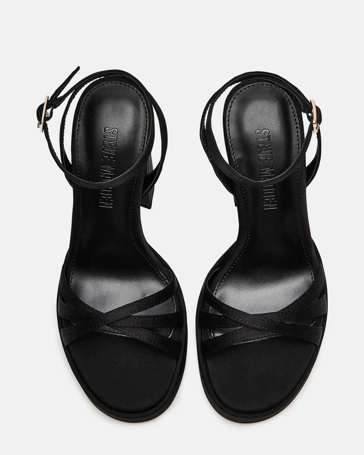 FLEET Black Strappy Platform Block Heel | Women's Heels - Steve Madden