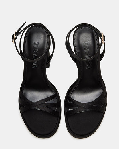 FLEET Black Strappy Platform Block Heel | Women's Heels - Steve Madden
