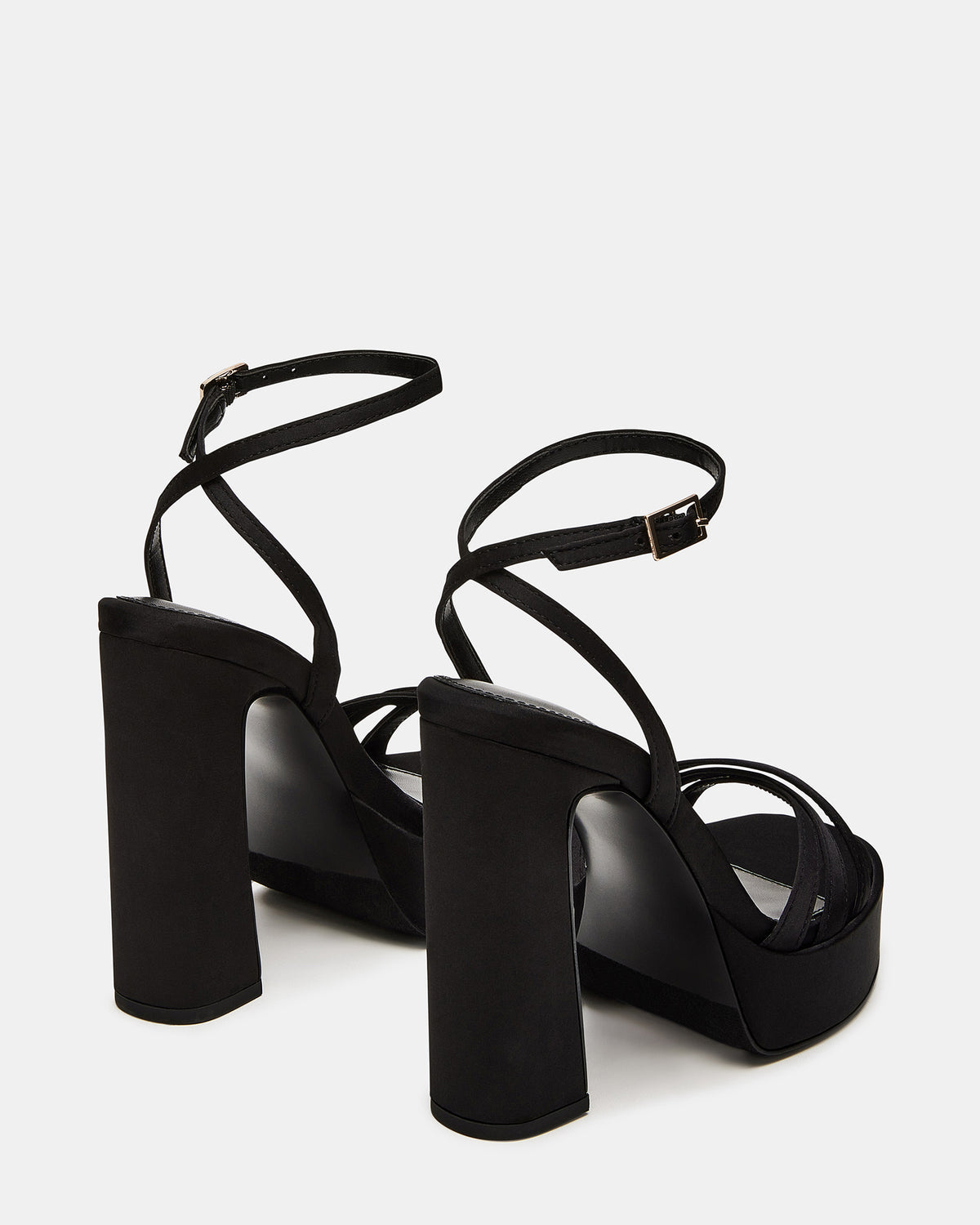 FLEET Black Strappy Platform Block Heel | Women's Heels - Steve Madden
