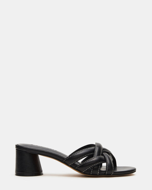 MARANO Black Leather Women's Mule Block Heel - Steve Madden