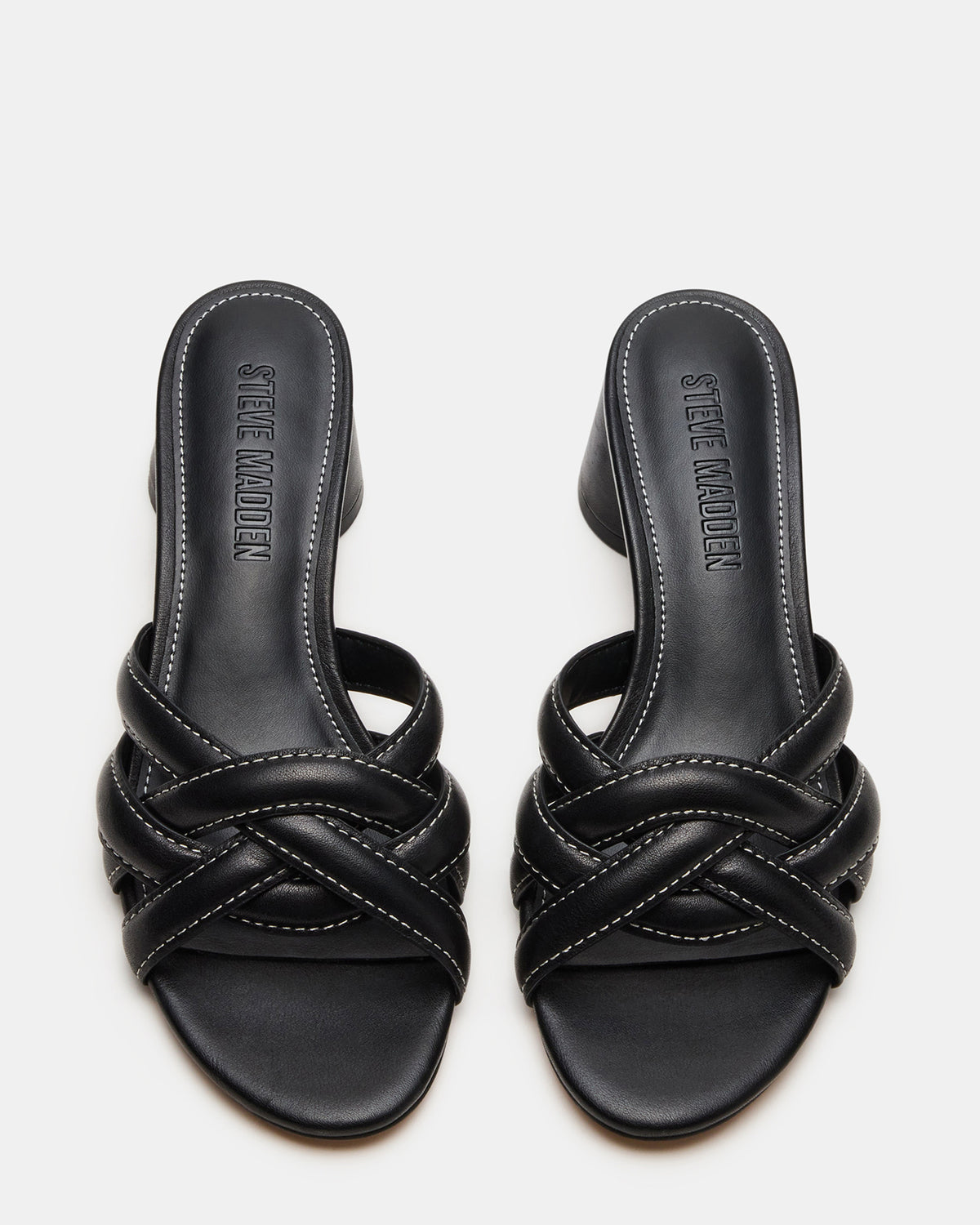 MARANO Black Leather Women's Mule Block Heel - Steve Madden