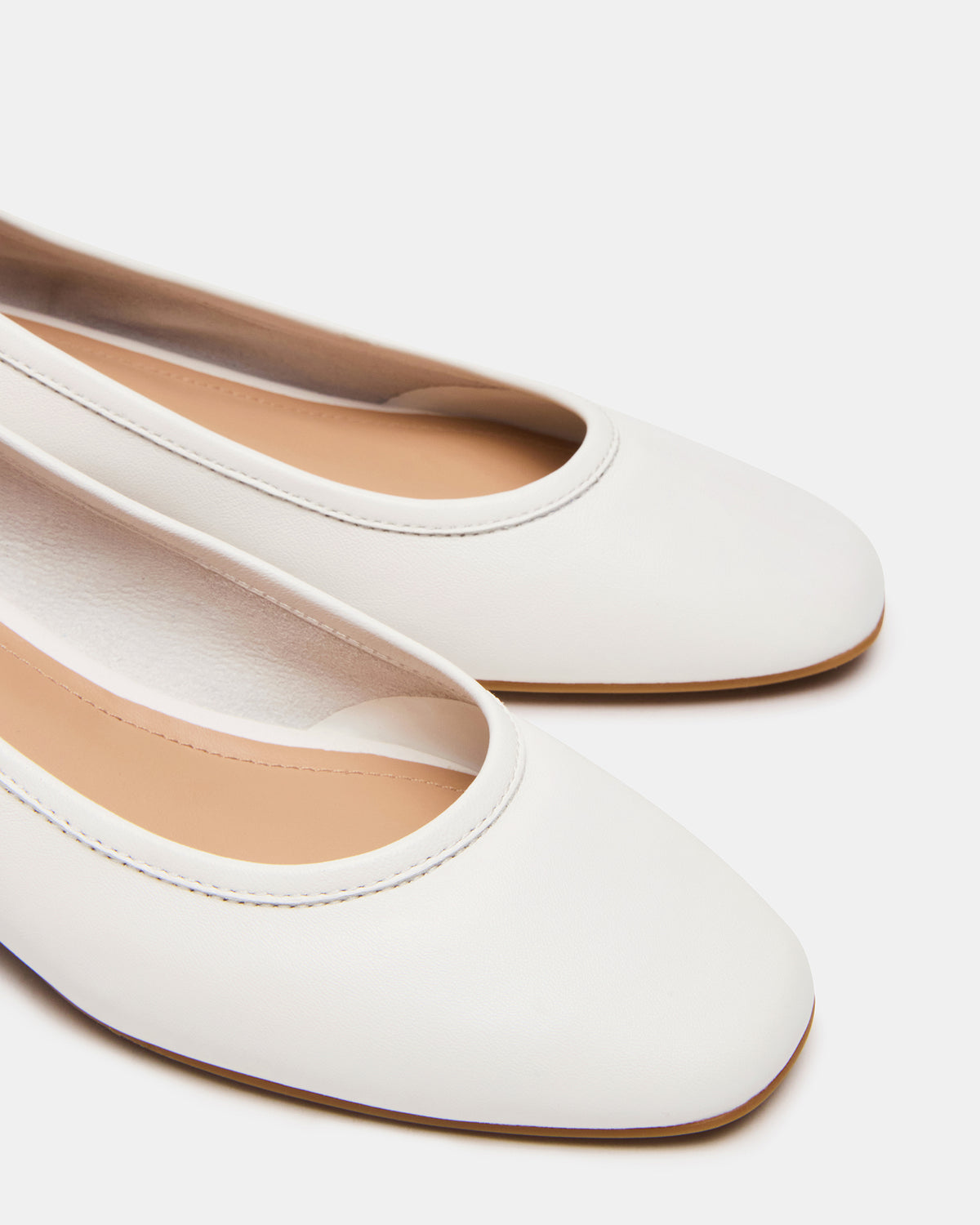 MOLLIE White Leather Ballet Women's Block Heels - Steve Madden
