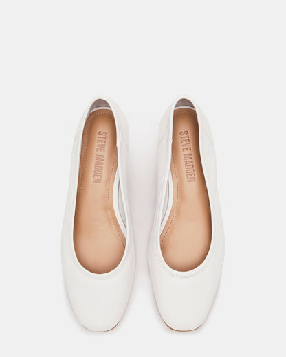 MOLLIE White Leather Ballet Women's Block Heels - Steve Madden
