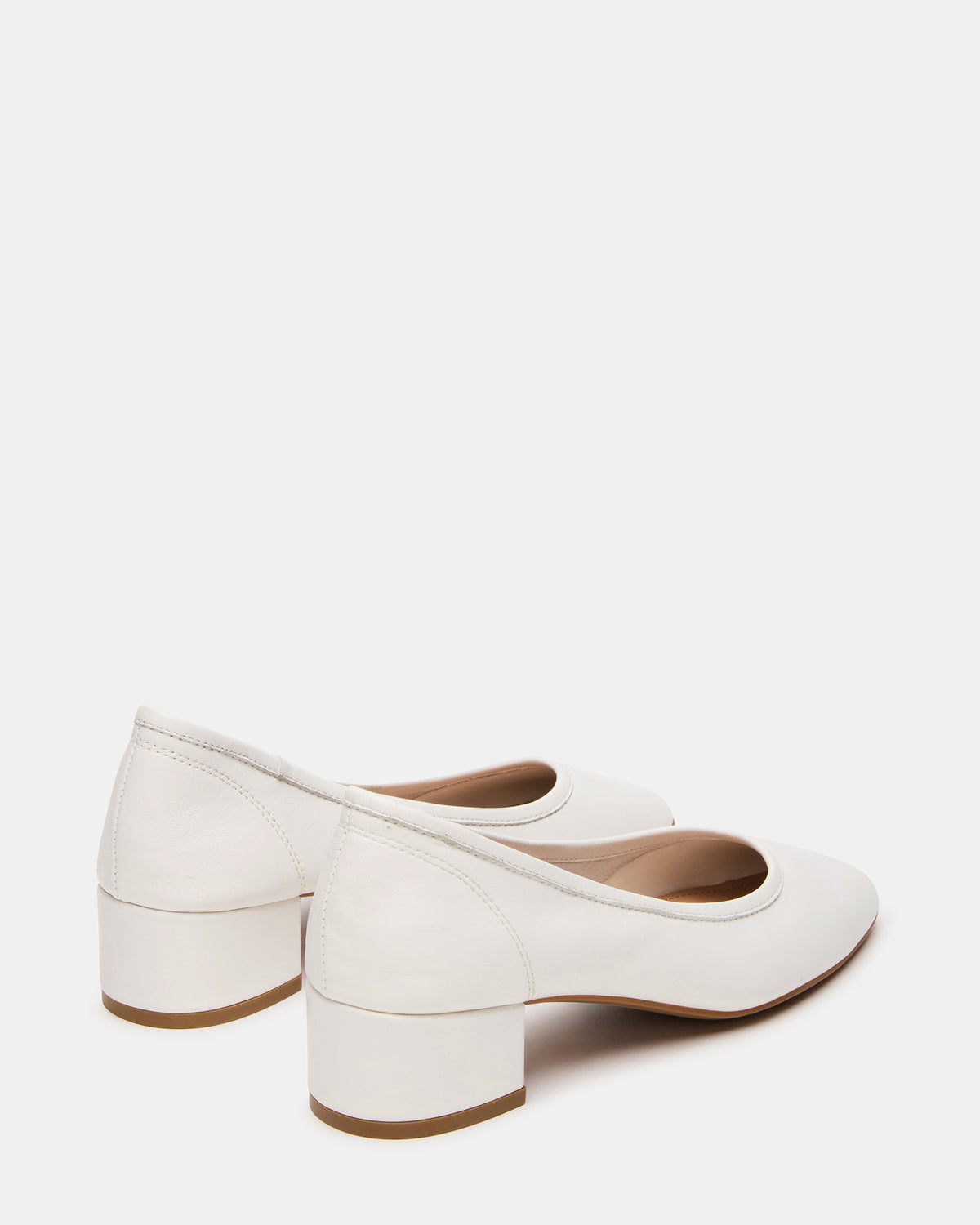 MOLLIE White Leather Ballet Women's Block Heels - Steve Madden