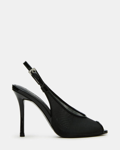 PRESCOTT Black Mesh Women's Slingback Stiletto Heel - Steve Madden