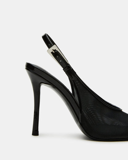 PRESCOTT Black Mesh Women's Slingback Stiletto Heel - Steve Madden