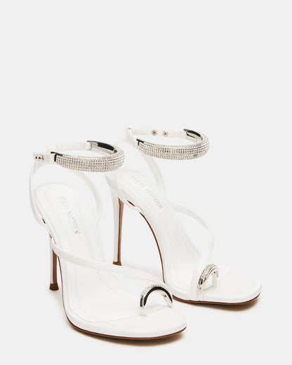 TIA Rhinestones White Satin Open-Toe Stiletto Women's Heel - Steve Madden