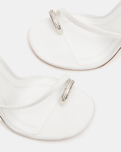 TIA Rhinestones White Satin Open-Toe Stiletto Women's Heel - Steve Madden