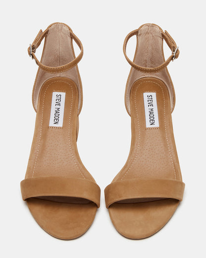 IRENNEW Tan Nubuck Women's Wide Width Heeled Sandal - Steve Madden