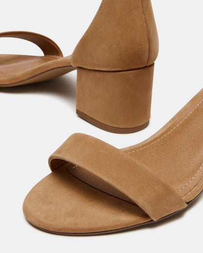 IRENNEW Tan Nubuck Women's Wide Width Heeled Sandal - Steve Madden