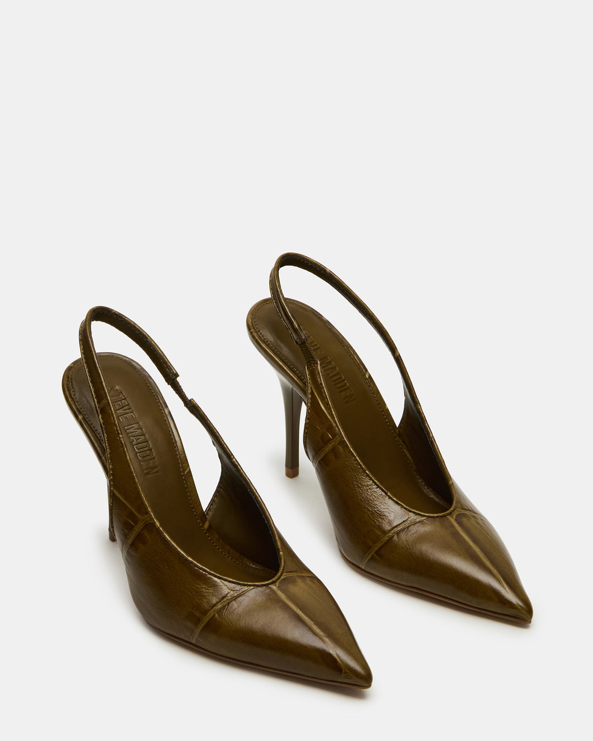 ANDROMEDA Green Crocodile Slingback Pointed-Toe Stiletto Pump Women's Heel - Steve Madden