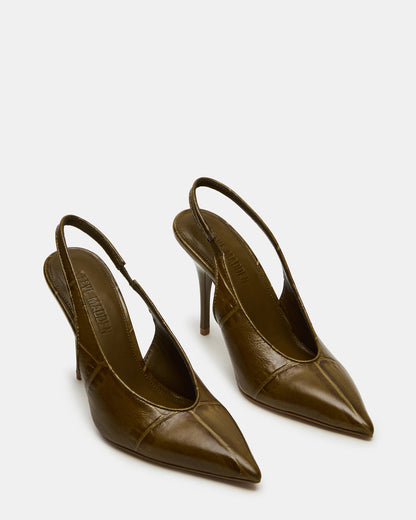 ANDROMEDA Green Crocodile Slingback Pointed-Toe Stiletto Pump Women's Heel - Steve Madden
