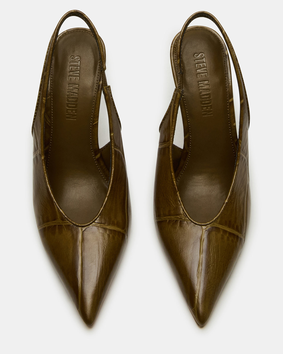 ANDROMEDA Green Crocodile Slingback Pointed-Toe Stiletto Pump Women's Heel - Steve Madden