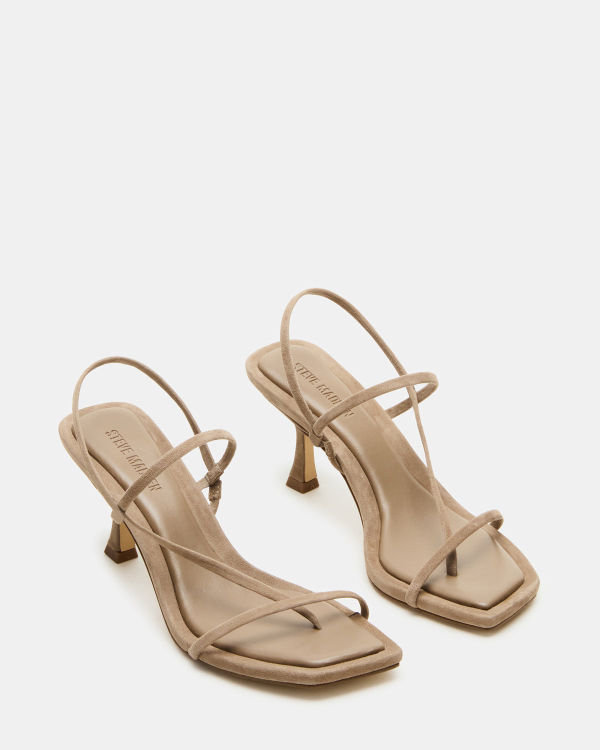 LOCKE Taupe Women's Dainty Strappy Square Toe Heel - Steve Madden