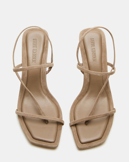 LOCKE Taupe Women's Dainty Strappy Square Toe Heel - Steve Madden