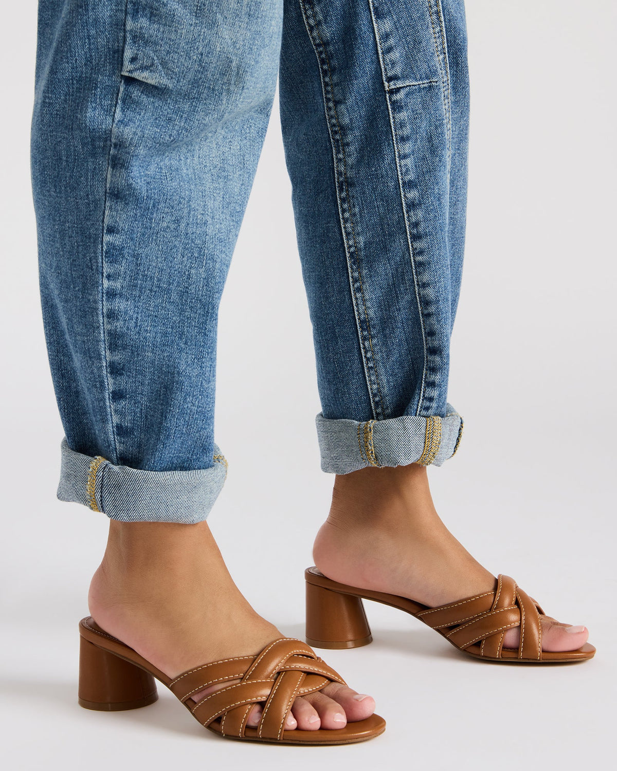 MARANO Tan Leather Women's Mule Block Heel - Steve Madden
