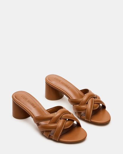 MARANO Tan Leather Women's Mule Block Heel - Steve Madden