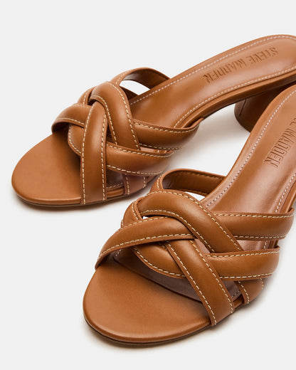 MARANO Tan Leather Women's Mule Block Heel - Steve Madden