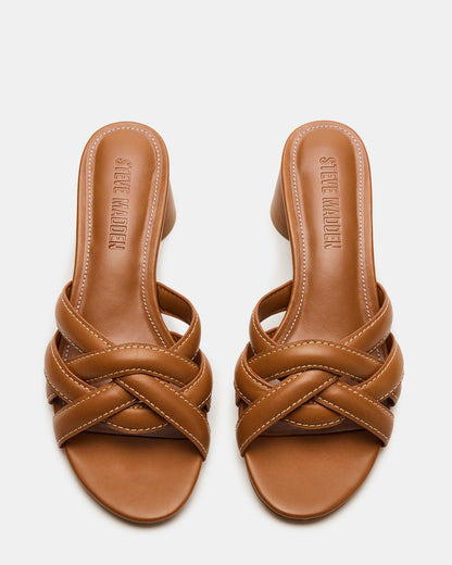MARANO Tan Leather Women's Mule Block Heel - Steve Madden