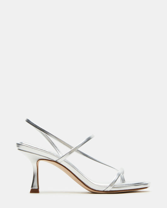 LOCKE Silver Women's Dainty Strappy Square Toe Heel - Steve Madden