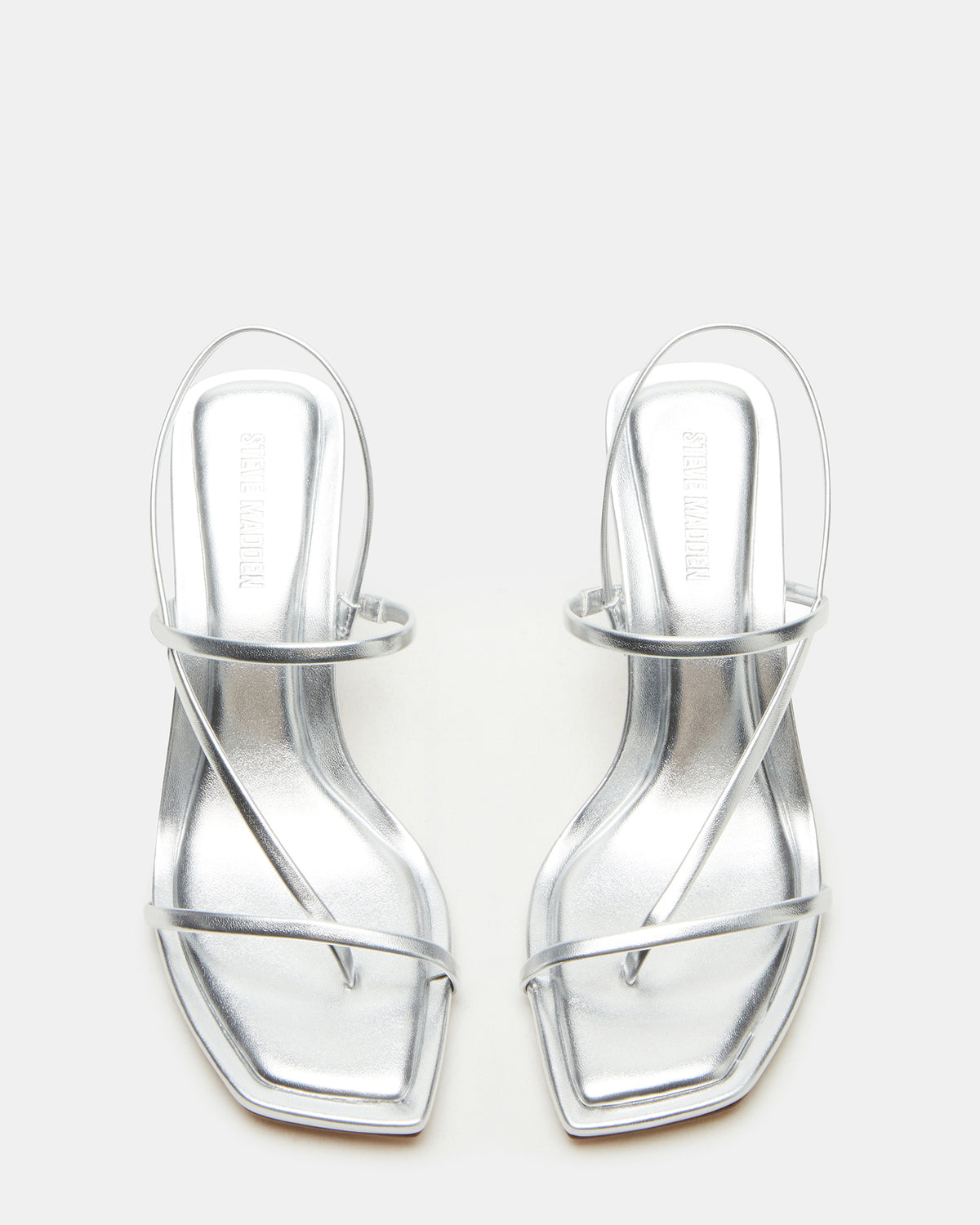 LOCKE Silver Women's Dainty Strappy Square Toe Heel - Steve Madden