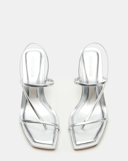 LOCKE Silver Women's Dainty Strappy Square Toe Heel - Steve Madden
