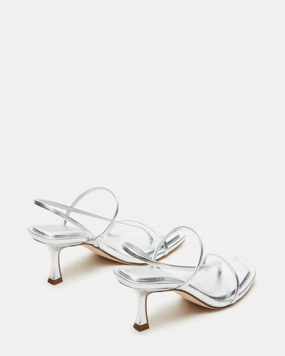 LOCKE Silver Women's Dainty Strappy Square Toe Heel - Steve Madden