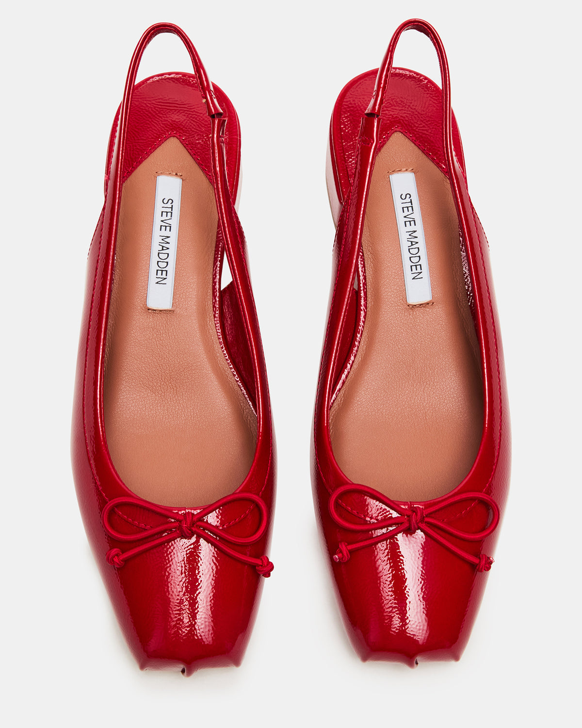 LOVED Red Crinkle Patent Square-Toe Slingback Ballet Women's Heel - Steve Madden