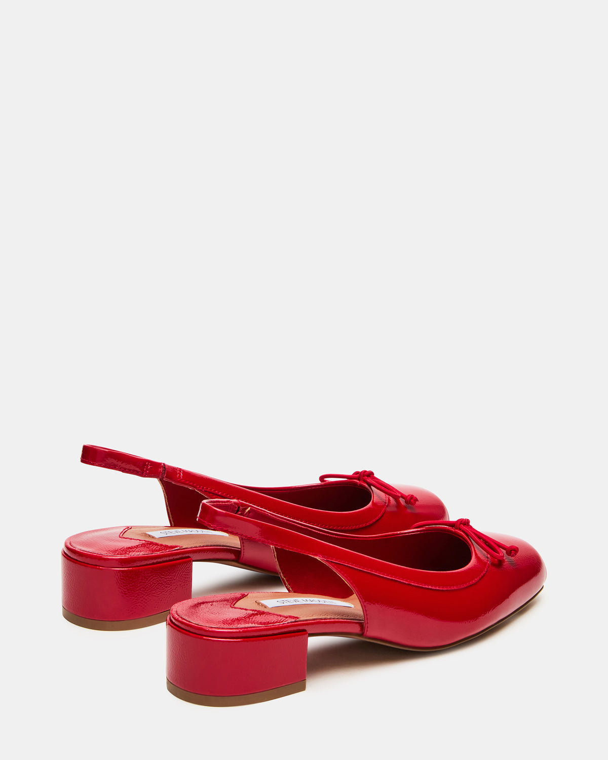 LOVED Red Crinkle Patent Square-Toe Slingback Ballet Women's Heel - Steve Madden
