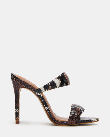 SATURN Brown Snake Stiletto Mule Women's Heel - Steve Madden