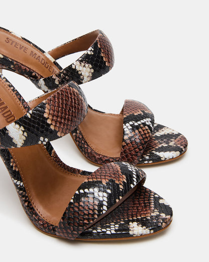 SATURN Brown Snake Stiletto Mule Women's Heel - Steve Madden