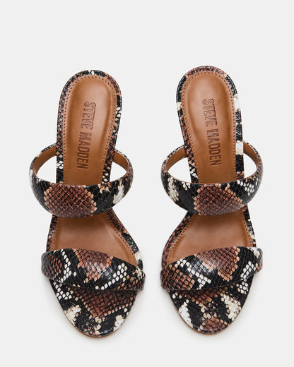 SATURN Brown Snake Stiletto Mule Women's Heel - Steve Madden