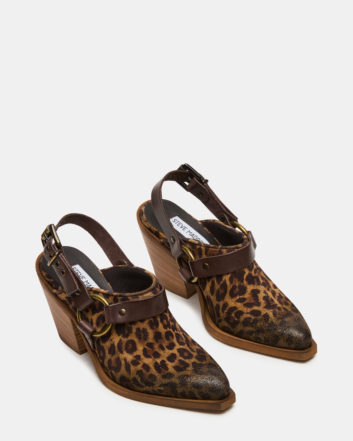 TALIKA Leopard Suede Pointed-Toe Buckle Slingback Women's Heel - Steve Madden