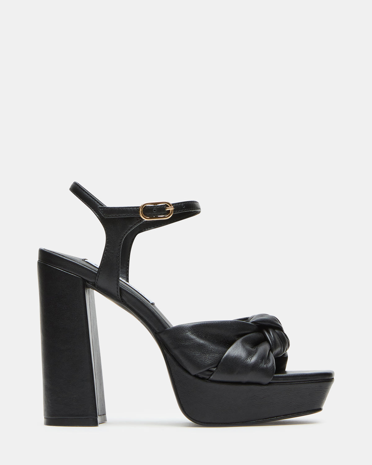JOYRIDE Black Leather Platform Block Heel | Women's Heels - Steve Madden
