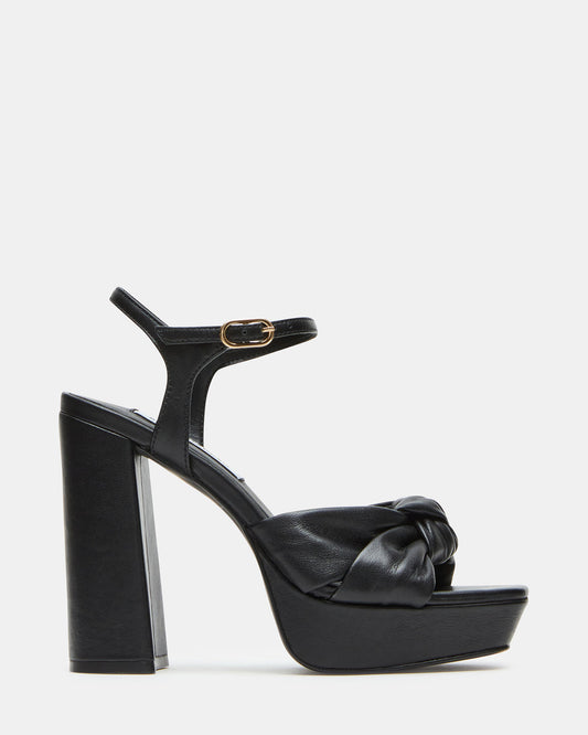 JOYRIDE Black Leather Platform Block Heel | Women's Heels - Steve Madden