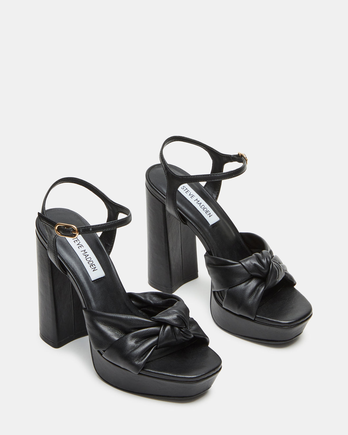 JOYRIDE Black Leather Platform Block Heel | Women's Heels - Steve Madden