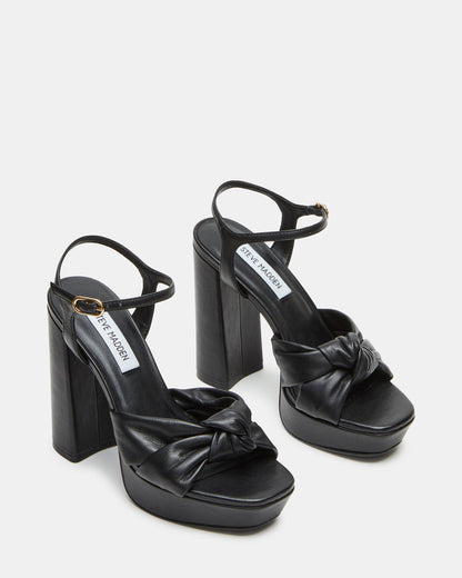 JOYRIDE Black Leather Platform Block Heel | Women's Heels - Steve Madden