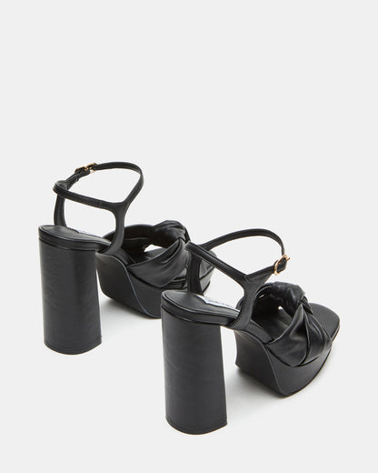 JOYRIDE Black Leather Platform Block Heel | Women's Heels - Steve Madden